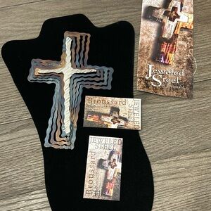 New jeweled steel by Broussard hand crafted steel cross beautifully crafted